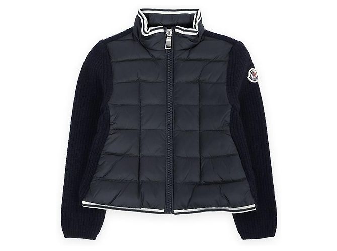 Moncler Kids Patch Knit Mix Jacket (Navy) Black