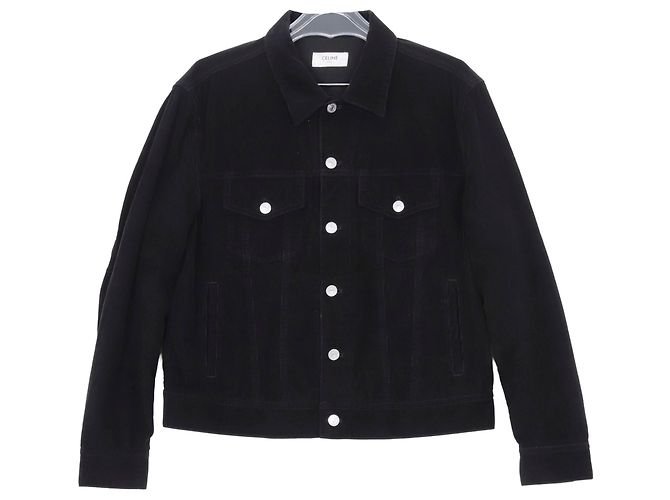 16 Céline Giacca Trucker in velluto a coste da uomo Nero
