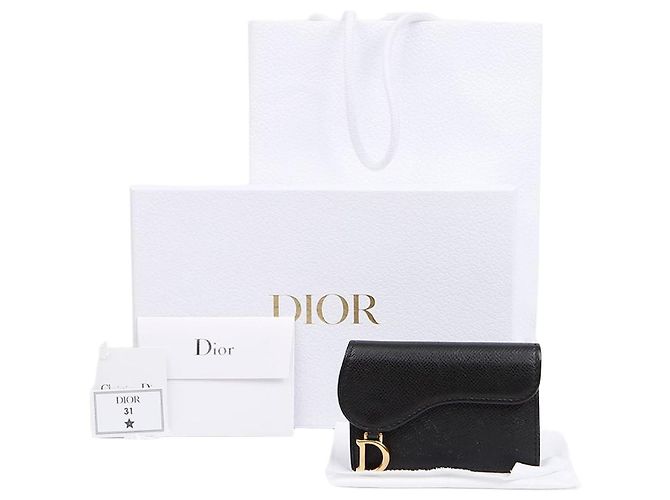 Dior Saddle Flap Card Wallet Black