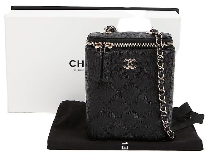 Vanity Chanel Mini borsa a tracolla Classic Caviar Nera Nero