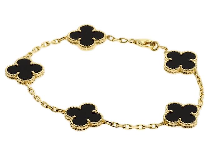 Bracelet Vintage Alhambra Onyx Van Cleef & Arpels Doré 