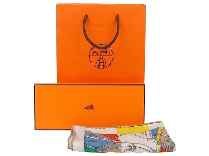Hermès Sciarpa L'Anstrucktion du Roi Bayader Arancione 