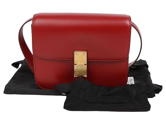 Céline Mini borsa a tracolla in pelle di vitello Classic Box Rossa Rosso