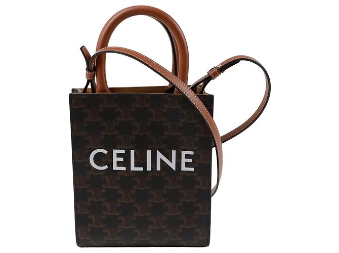 Céline Mini Cabas Vertical Sac à Épaules Marron