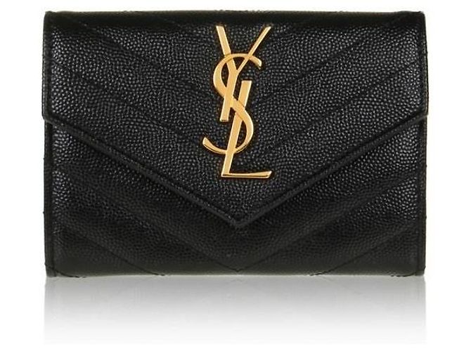 Saint Laurent Monogramm Kartenetui Schwarz