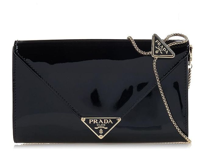 Prada Mini-Clutch aus Lackleder Schwarz