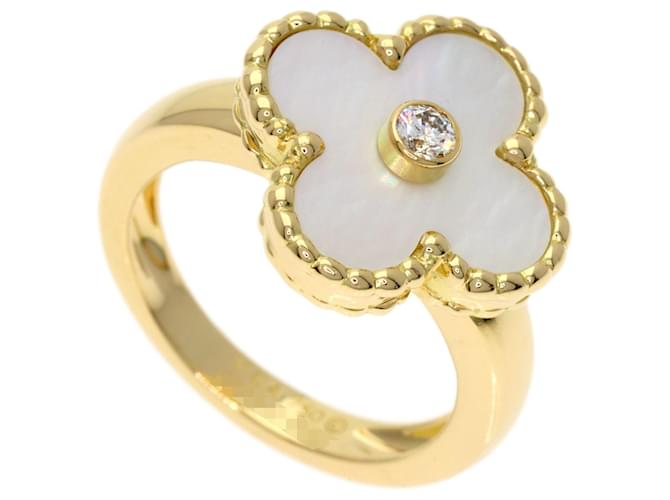 Anello Vintage Alhambra Diamond Shell di Van Cleef & Arpels D'oro 