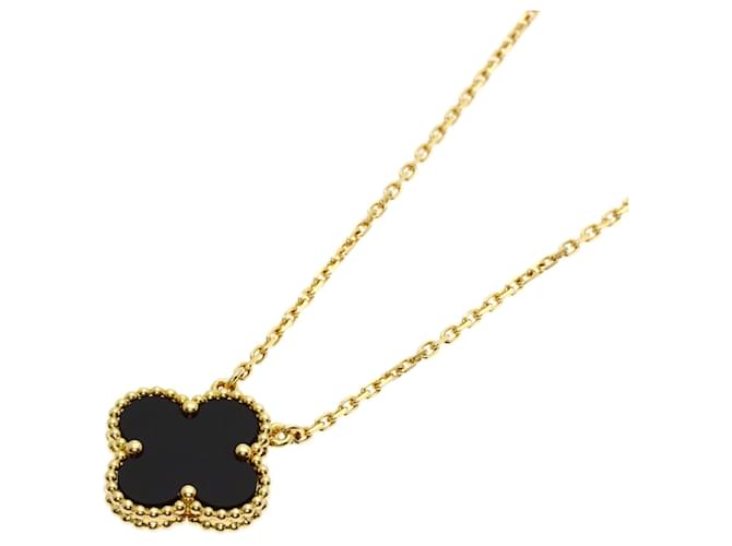 Van Cleef & Arpels Vintage Alhambra Onyx Necklace Golden 