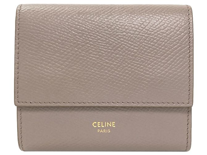Céline Cartera trifold Celine en piel de becerro grisácea
