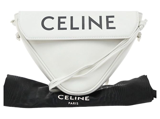 Céline Celine Triangle Leather Small Blanco