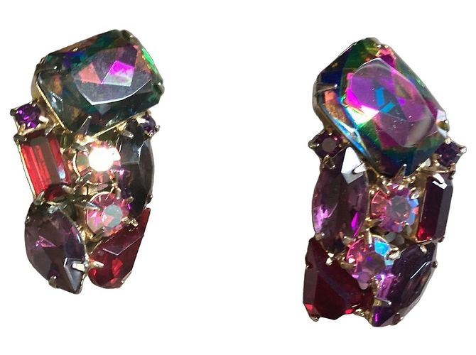 Schiaparelli Clip Aurora Borealis Rosso D'oro Porpora Metallico