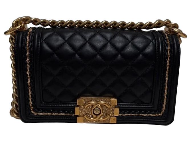 Borsa Chanel Boy Mini in Agnello Nero