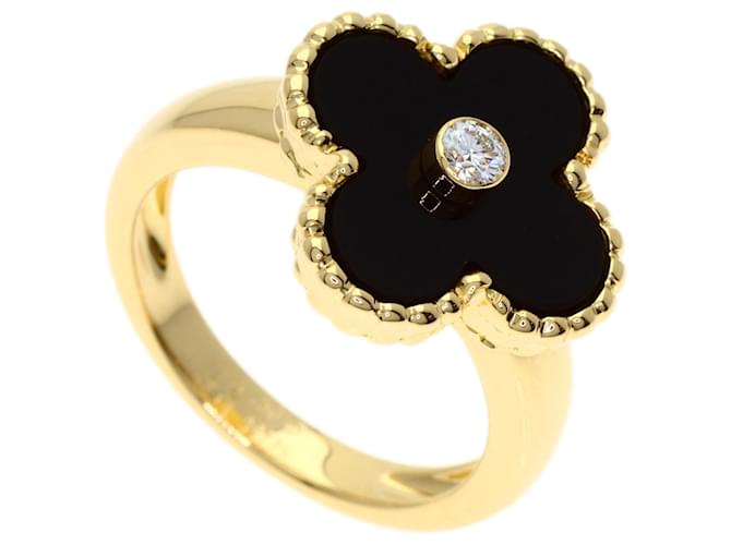 Bague anneau Vintage Alhambra en diamant et onyx Van Cleef & Arpels 