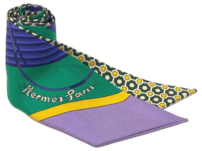 Hermès Sciarpa Twilly Hermes Verde Porpora Giallo 