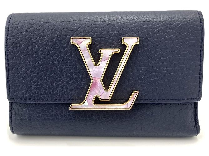 Louis Vuitton Portefeuille Capucines Compact Tri-fold Wallet Navy blue