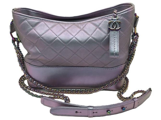 Bolsa Chanel Gabrielle Hobo com alça de corrente Prata Metálico