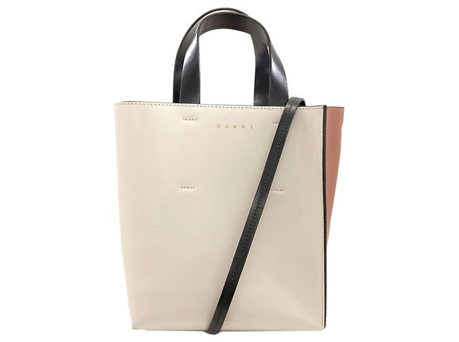Borsa a 2 vie in pelle Marni Museo Nero Bianco