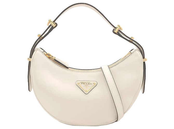 Bolso de mano 2-Way Arche Small Logo Hardware Prada Blanco