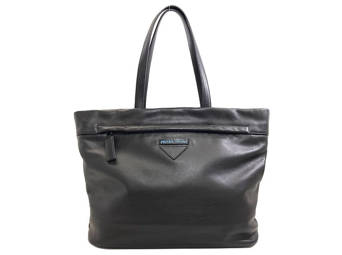 Borsa tote Prada Logo in pelle nera Nero