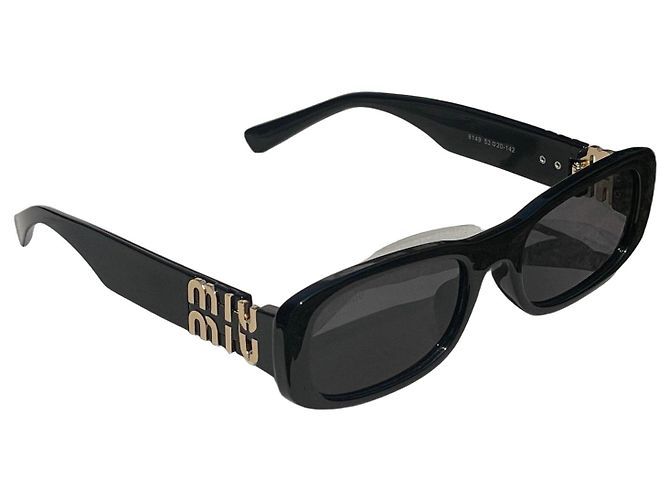 Miu Miu Occhiali da sole neri con logo dorato Nero Gold hardware