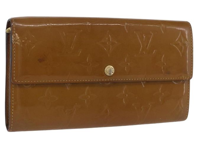 LOUIS VUITTON Vernis Portefeiulle Sarah Long Wallet Moldore M90290 Auth BA14416