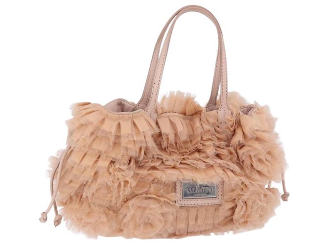 Borsa Tote VALENTINO in pelle rosa argento Auth 192885A