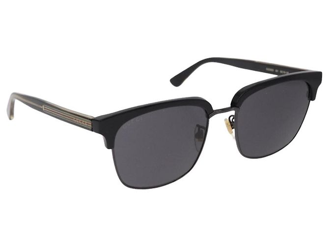 Lunettes de soleil GUCCI en plastique noir et or GG0382S Auth SW2614V Doré