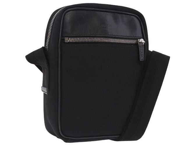 Borsa a tracolla GUCCI Tela Nero Argento 101680 Auth bs36230
