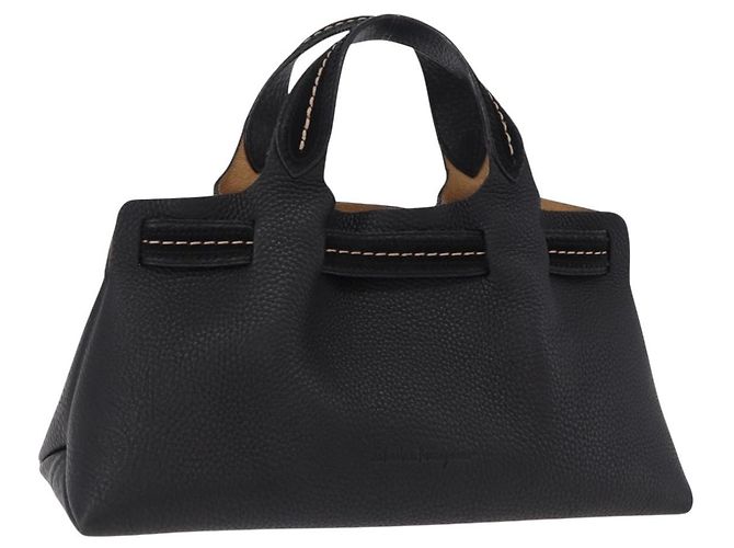 Borsa a mano Salvatore Ferragamo in pelle nera e oro Auth bs36167 Nero D'oro