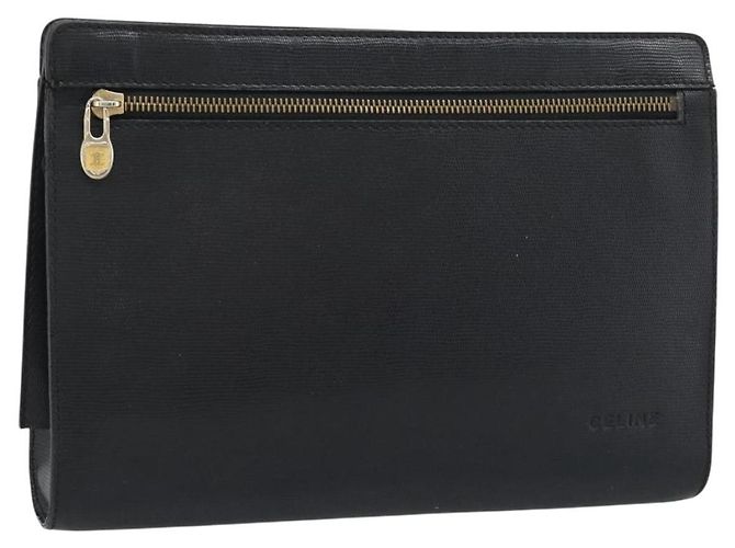 Céline Clutch CELINE in pelle nera e oro Auth ep15100 Nero D'oro