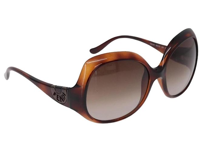 FENDI COLD INSERT Sunglasses Plastic Brown Auth SW2609