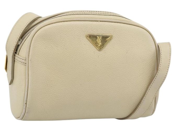 Bolsa de Ombro SAINT LAURENT em Couro Marfim Ouro Auth 192290