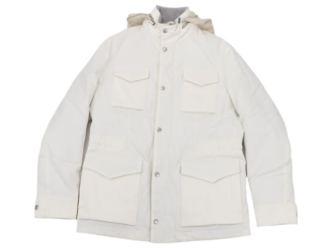 Autre Marque Eleventy White Quilted Down Jacket, Size 48