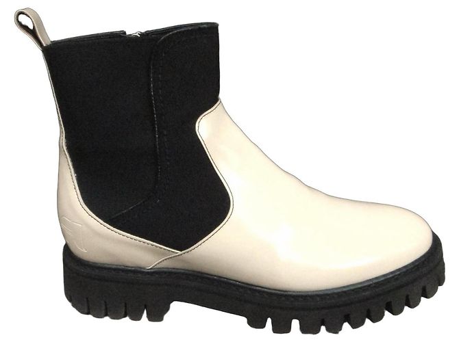 Free Lance Oly Synth Botines Chelsea Charol Negro Blanco