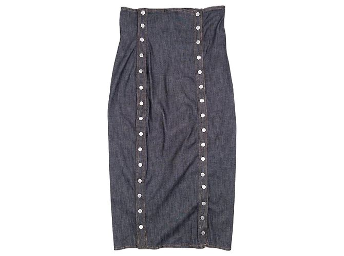 Dolce & Gabbana 2000s Buttoned Denim Maxi Skirt Blue