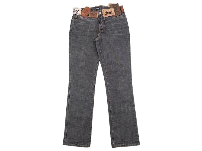 Dolce & Gabbana AW03 Flared Bootcut Multi Patch Tag Denim Jeans Grau
