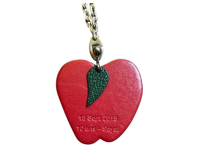 Red Hermès Apple-Shaped Keyring 