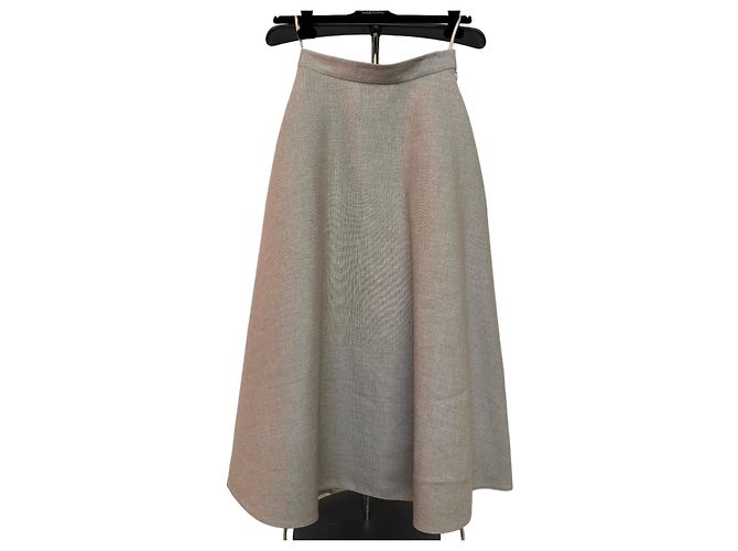 Valentino Falda Maxi de Lino Beige