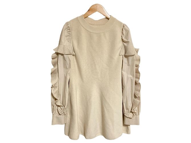 Autre Marque Strickpullover mit Plissee-Details CELFORD Beige Roh