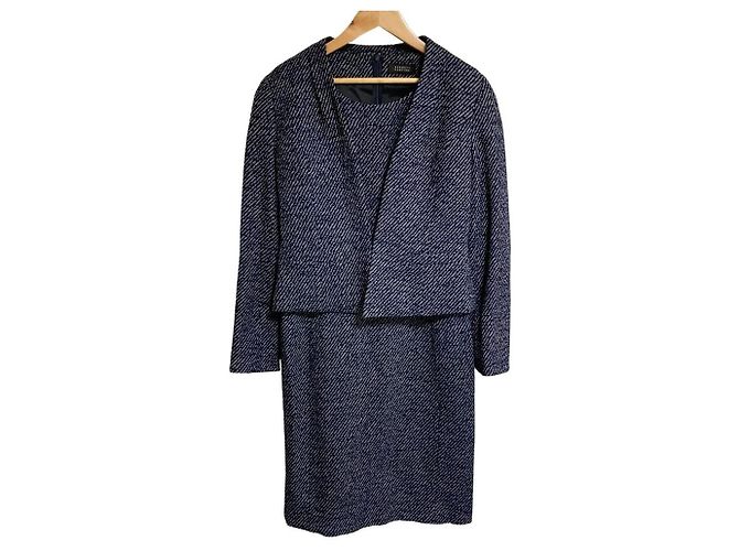 Autre Marque Barneys New York Tweed 2way Ensemble Blau Marineblau