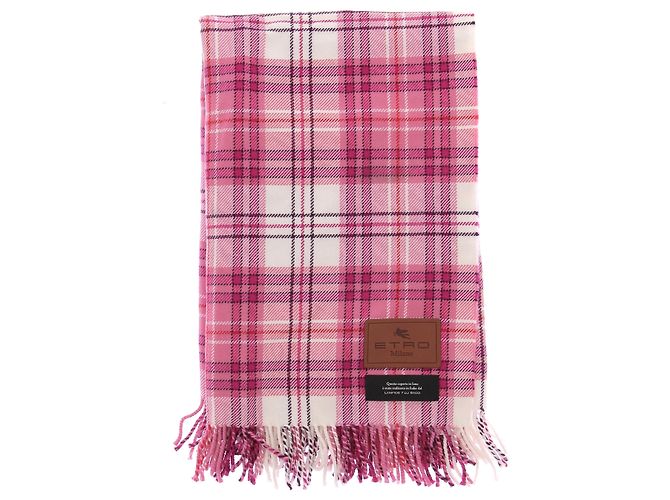Etro Sciarpa a righe rosa e bianca 