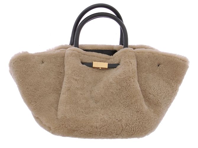 Autre Marque Bolsa tote de lã DEMELLIER Bege