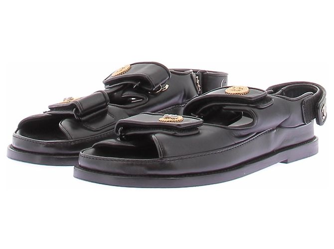 Chanel Sandali Dad in pelle nera Nero