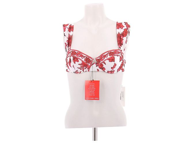 Autre Marque Top de biquíni branco com estampa floral Vermelho