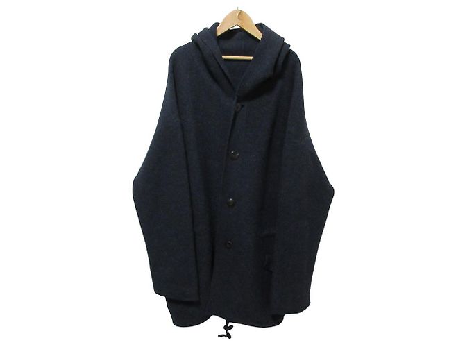 Autre Marque Casaco com capuz de lã e alpaca 45R Azul Azul marinho