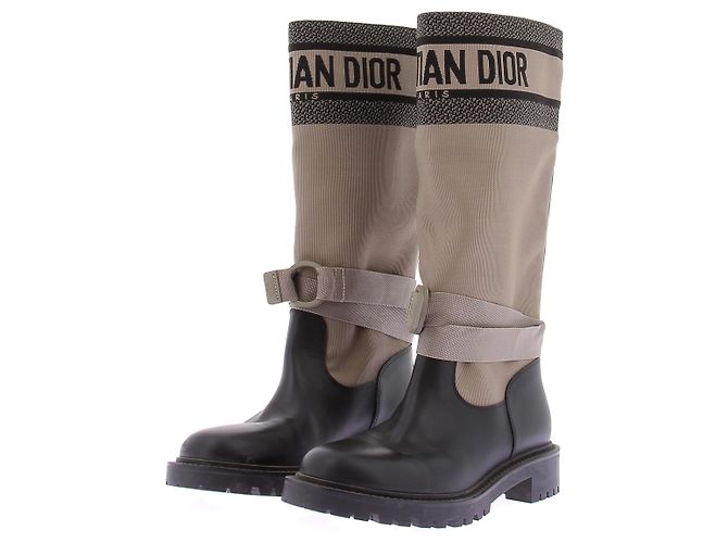 Dior D-Major Stiefel aus schwarzem Leder Größe 37
