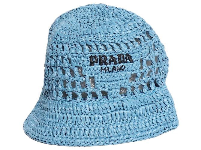 Prada Blauer Häkel-Bucket-Hat - Größe S