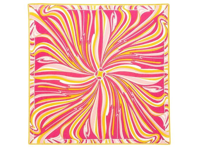 Emilio Pucci Grande sciarpa stampata rosa e gialla
