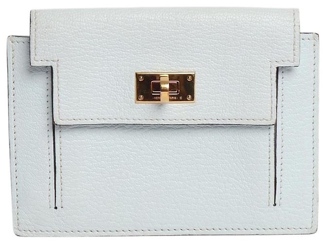 Hermès Bleu Brume Chevre Mysore Kelly Pocket Compact wallet Blue