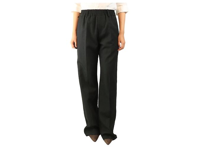 Burberry Black elasticated wool-blend trousers - size S